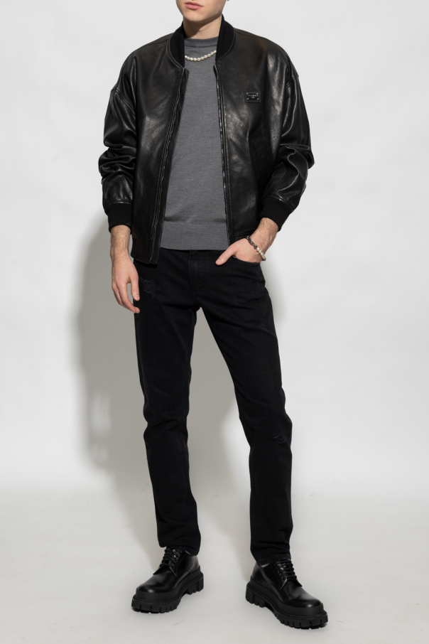 DOLCE&GABBANA leather jacket black D&G(Dolce & Gabbana DOLCE&GABBANA leather jacket black D&G(Dolce & Gabbana
